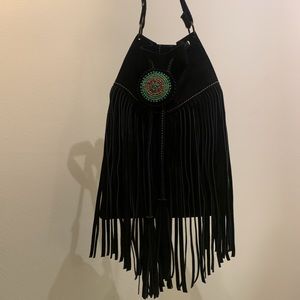 Bohemian fringe satchel crossbody bag